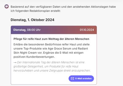 Ein Redaktionsplan, welcher mit Hello E-Mail erstellt wurde